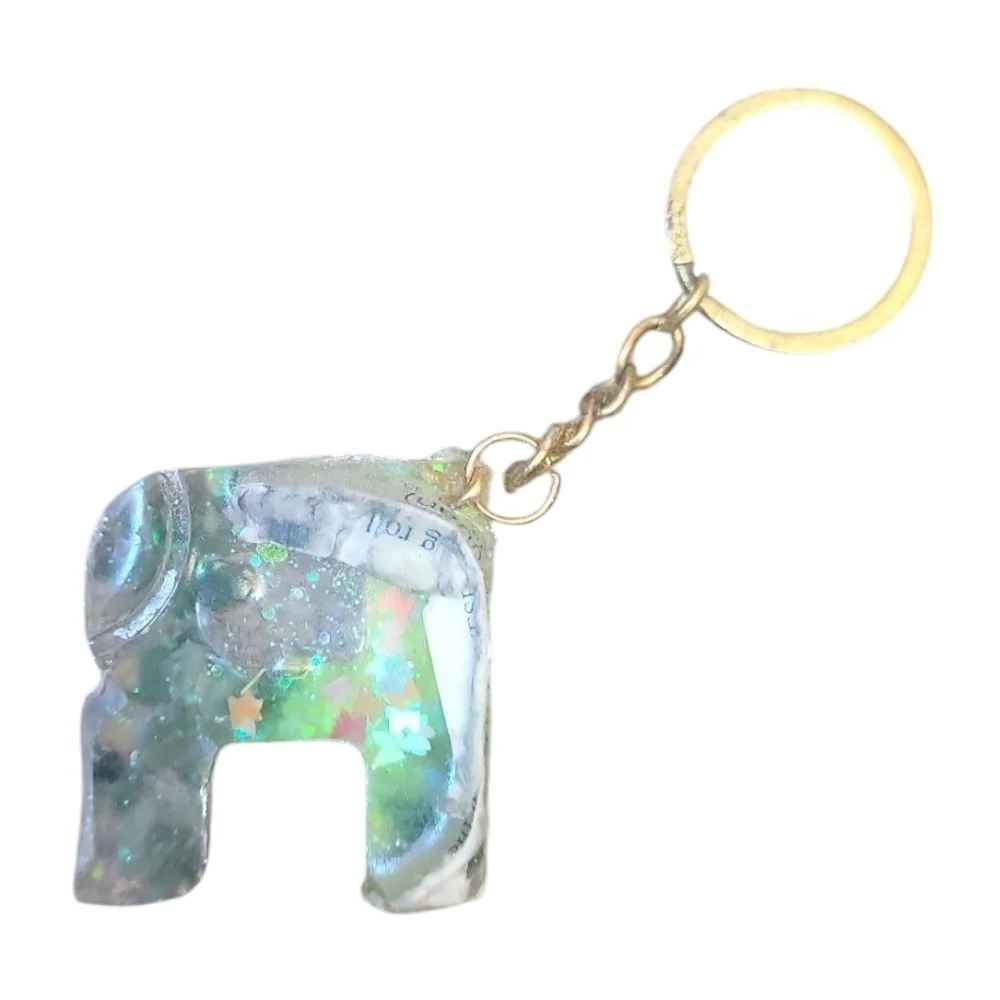 Fortune R Resin Alphabet Letter  Keychain Sparkly Glitter Key Chain Bag